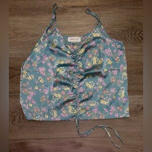 Pink Rose Women's Camisole - Floral Teal